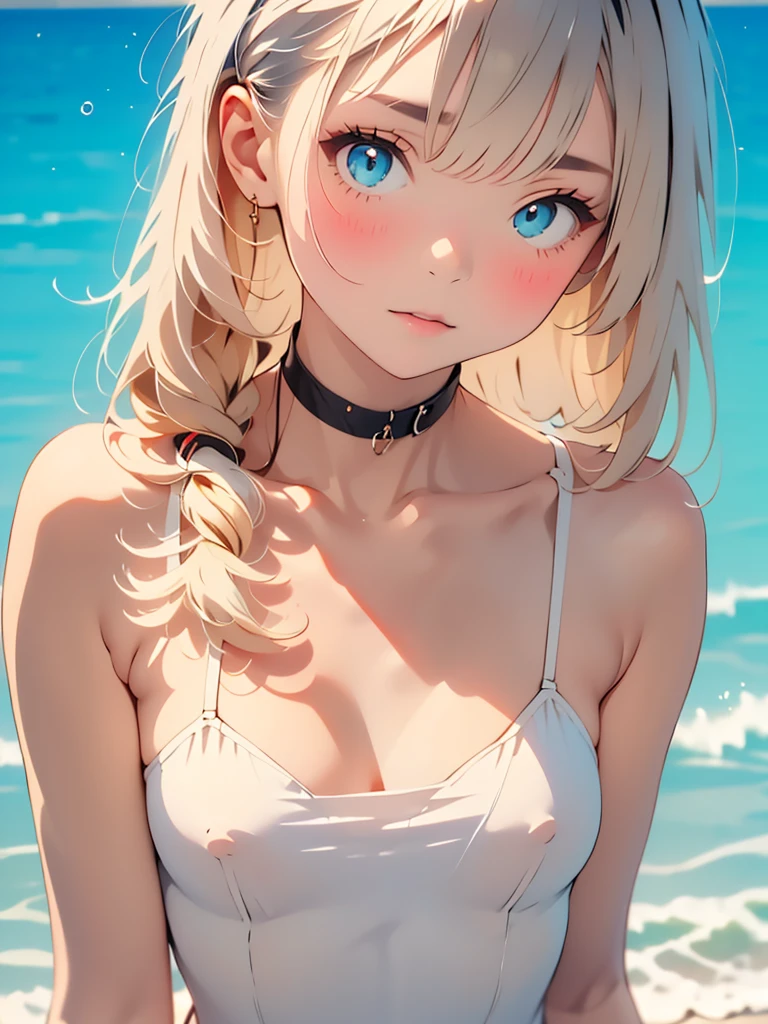 (12years old:1.4),(Very Young Face), (japan Person femes idol), 1girl, (complete Nude:1.4),(small Breast:1.4),)(pink nipples:1) Stroll along the seaside, sunshine, (masterpiece:1.0),(best_quality:1.0), ultra high res,4K,ultra-detailed, photography, 8K, HDR, highres, (perfect anatomy:1.4),(Beauty of form:1.4) Golden ratio, big eye,
