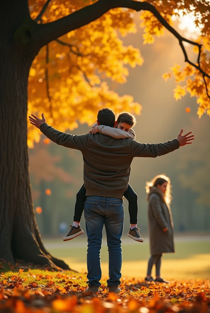 Father receiving son while divorced mother observes