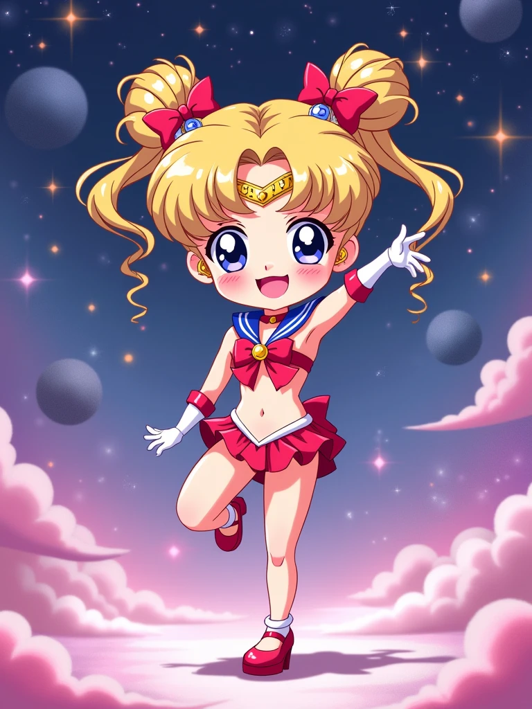 Small breasts、Full body view、Chibiusa、Sailor Moon(Chibiusa)Flat chest、Small breasts、Full body view、Chibiusa、Sailor Moon(Chibiusa)Flat chest、Spread your legs、micro bikini,non nude、smile、Raise one leg,very cute,muscle、big eye,tear、high kick,high quality, high heels,