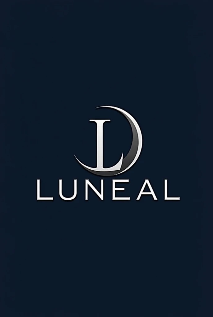 "Develop a sleek and modern logo for 'LUNEAL'. The design should incorporate a stylized moon with a touch of sophistication and innovation. Use a color palette that conveys serenity and mystery, such as shades of dark blue, silver and black. The typography should be contemporary and clean, highlighting the name 'LUNEAL' with well-defined letters. The logo should be easily recognizable and versatile for use in different media."