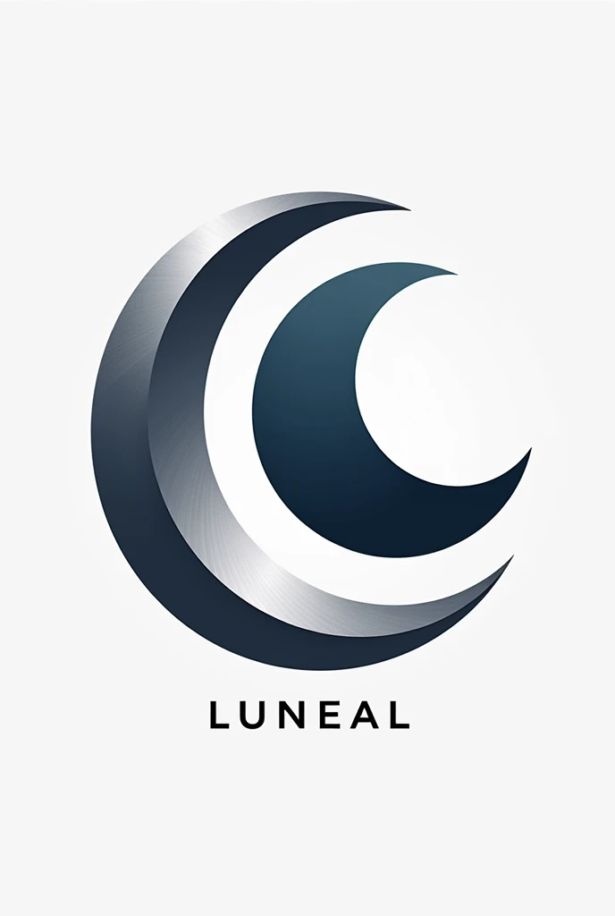 "Develop a sleek and modern logo for 'LUNEAL'. The design should incorporate a stylized moon with a touch of sophistication and innovation. Use a color palette that conveys serenity and mystery, such as shades of dark blue, silver and black. The typography should be contemporary and clean, highlighting the name 'LUNEAL' with well-defined letters. The logo should be easily recognizable and versatile for use in different media."