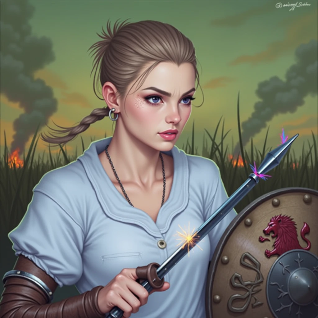Mercenary with javelin sparklers, shield gold
