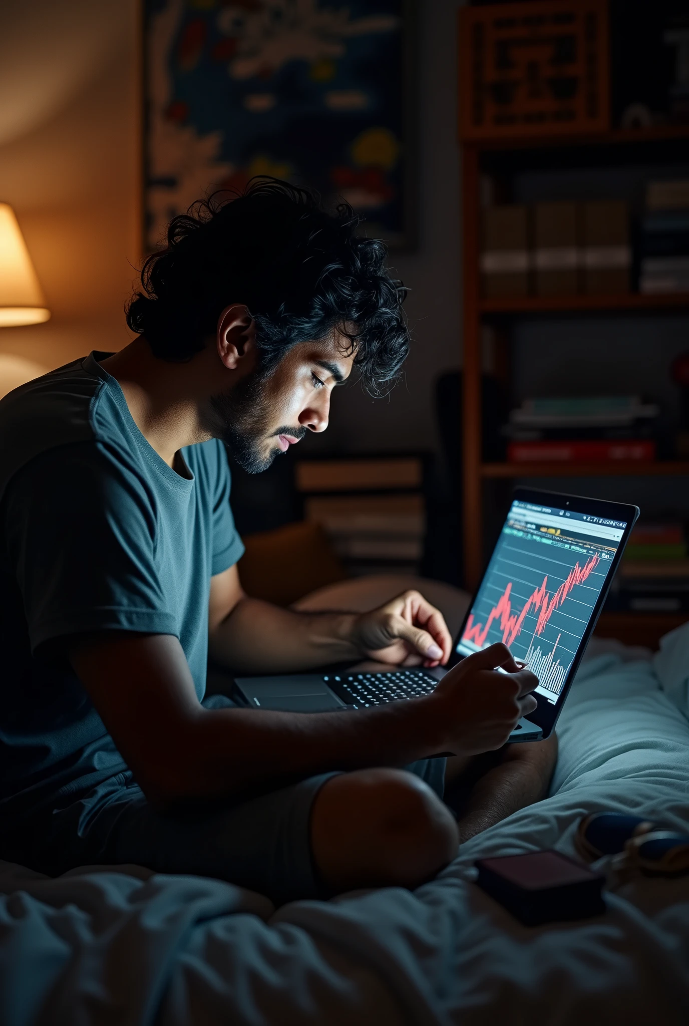 Brazilian man crying sadly looking at Bitcoin