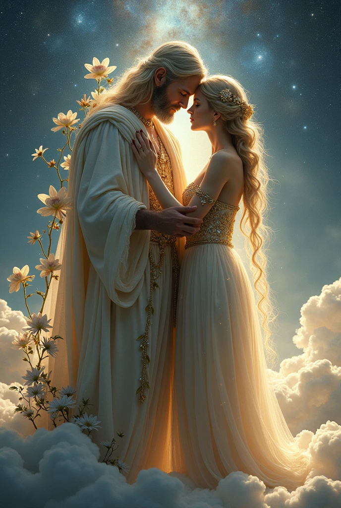 a god, with a goddess