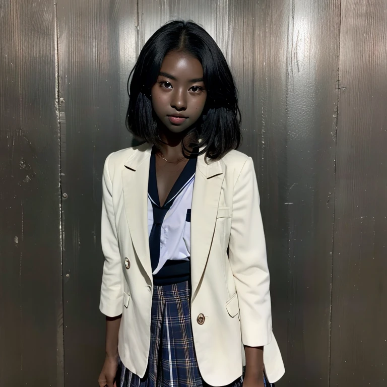 A hi-school girl、Panchira、(( dark skin:1.35 ))