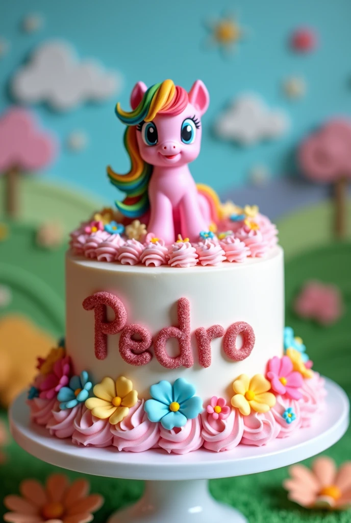 bolo da my little pony com nome pedro