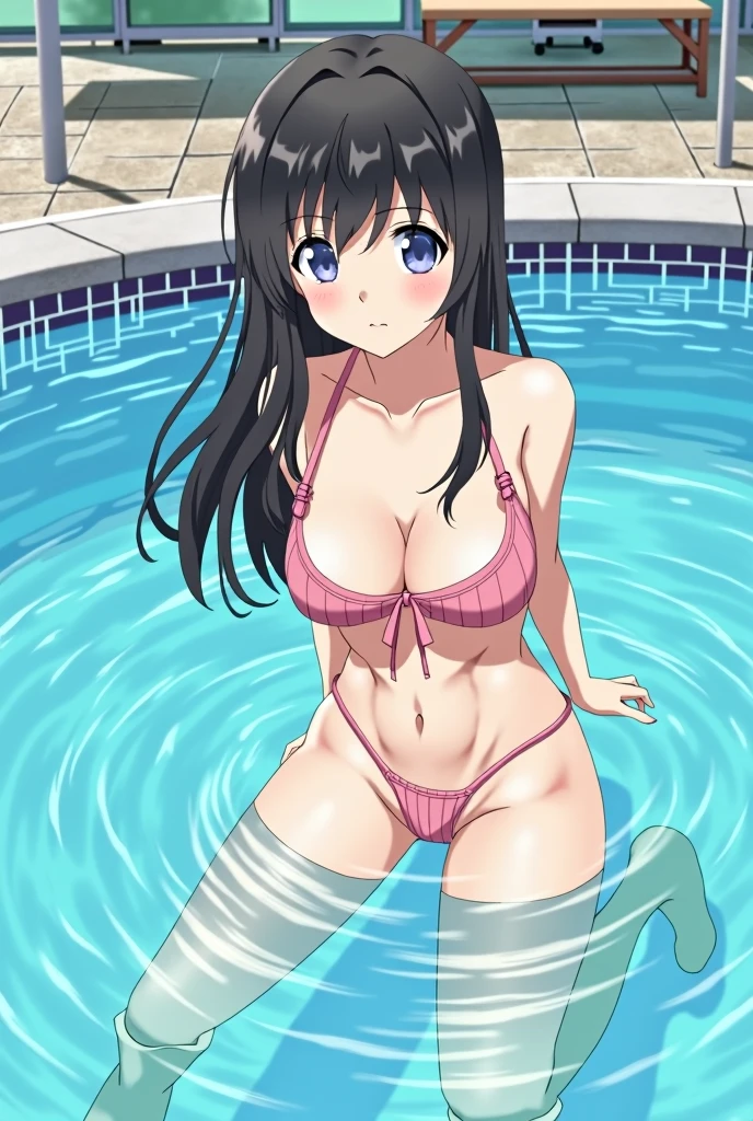Japan high school girl Full nudity Leg spread Pool Black Hair Big Breasts Half cat 1 person sexy