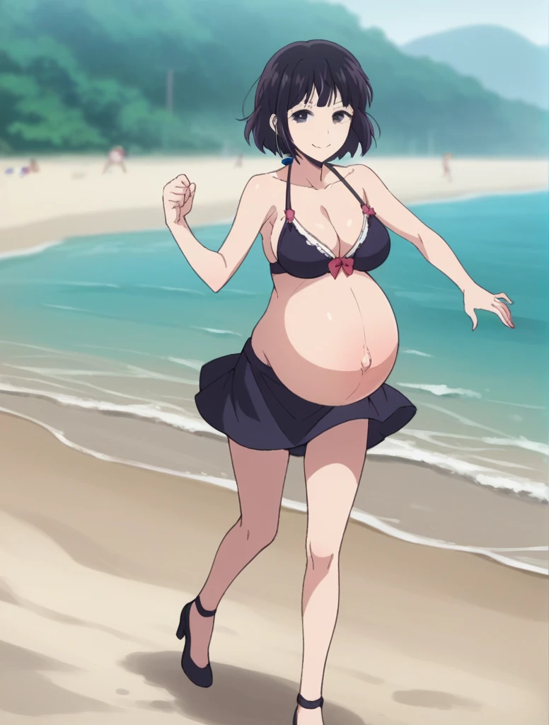 score_9, score_8_up, score_7_up, source_anime,
hanabiyasuraoka, hanabi yasuraoka, short hair, black hair, black eyes, big breasts
Bikini, skirt, Heels, huge belly, large belly, Beach, background, rubing belly, smile,
looking at viewer, cowboy shot, solo, pregnant, possing, running