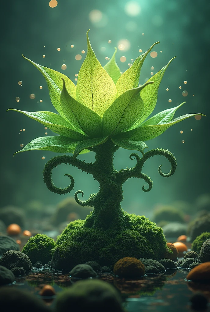 Plant emitting sound frequencies in fractals