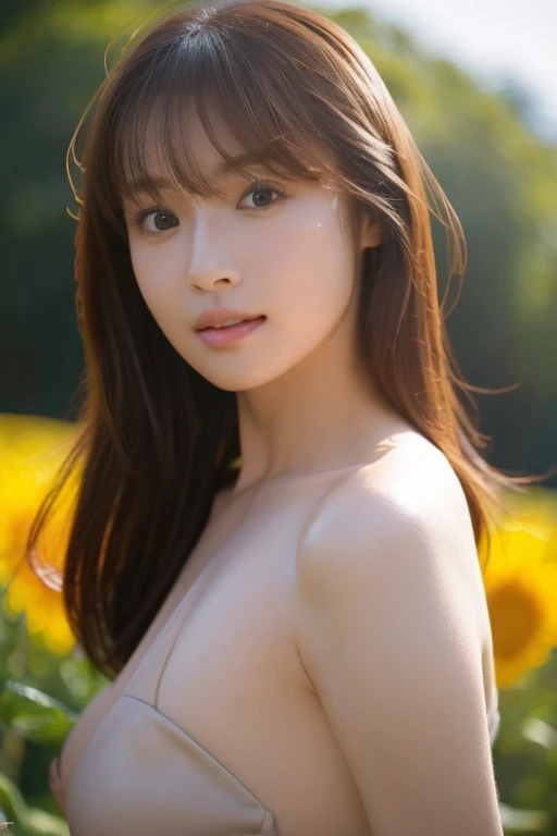 ((Exposing breasts 1.6))),(((Exposing breasts 1.6))),(((Exposing breasts 1.6))),masterpiece, Highest quality, 8k, Absurd, Beautiful medium long bob hair,Woman in her late 20s, That shy expression is cute, (Sensual Style),((Seven episodes were filmed................1.4)), (Nude 1.5), No makeup, The near road and the far road, Written boundary depth, Surreal, High resolution, photograph, Sharp focus, Face lamp, Dynamic Lighting, highest detailed, ,Extreme detaileds、Super detaileded、detailed、Real Skin、elegant features、Positive and optimistic、(The background is a colorful flower field)