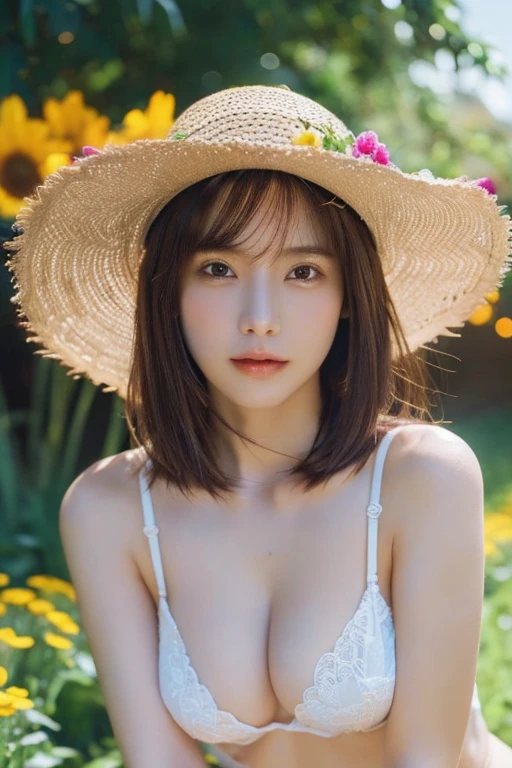 ((Exposing breasts 1.6))),(((Exposing breasts 1.6))),(((Exposing breasts 1.6))),masterpiece, Highest quality, 8k, Absurd, Beautiful medium long bob hair,Woman in her late 20s, That shy expression is cute, (Sensual Style),((Seven episodes were filmed................1.4)), (Nude 1.5), No makeup, The near road and the far road, Written boundary depth, Surreal, High resolution, photograph, Sharp focus, Face lamp, Dynamic Lighting, highest detailed, ,Extreme detaileds、Super detaileded、detailed、Real Skin、elegant features、Positive and optimistic、(The background is a colorful flower field)