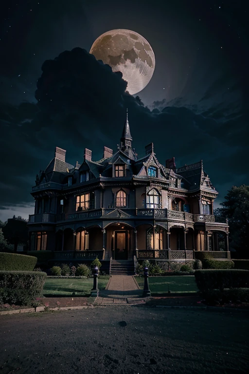 Victorian mansion on the moon of magnetic colors 