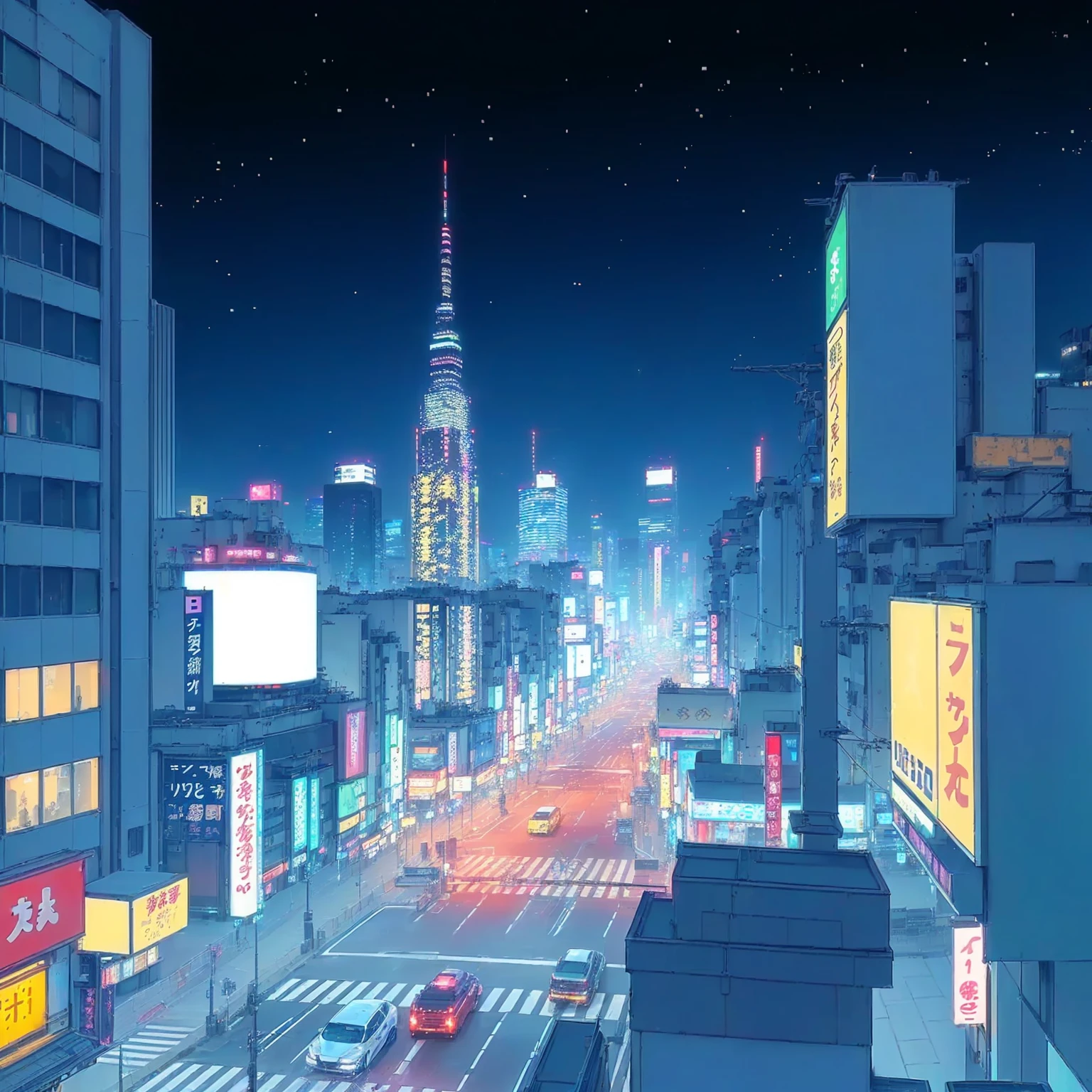 night scene of a city street with a lot of traffic, tokyo anime scene, anime style cityscape, neo tokyo background, tokyo background, anime background art, tokyo futuristic and clean, hd anime cityscape, tokyo street background, japanese city, art deco outrun anime aesthestic, anime scenery concept art, japanese city at night, tokio futuristic in background, anime background