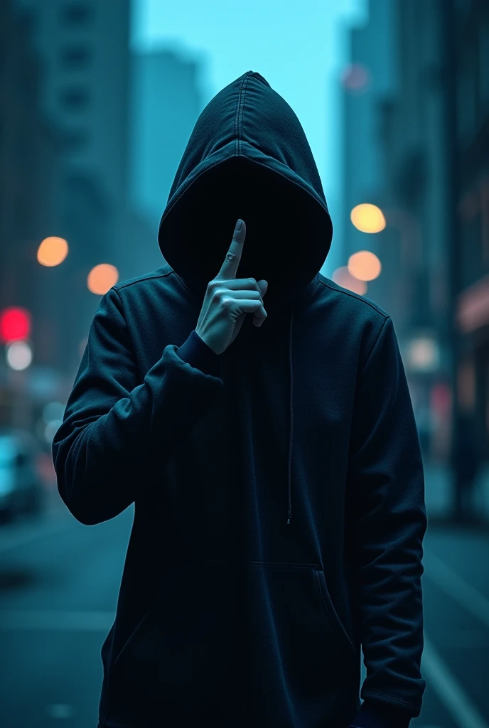 Create a cover where there is a guy in a hood making a Silence sign