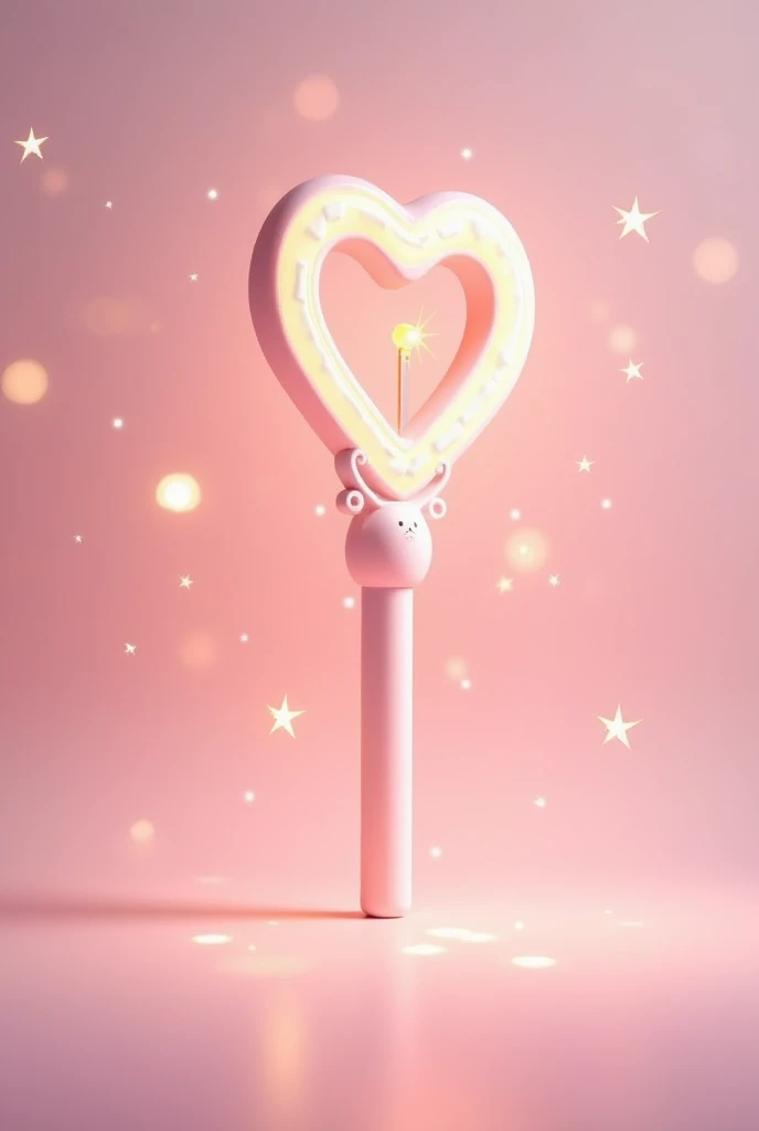 A baby pink and white kpop lightstick that's very delicate, cute and elegant