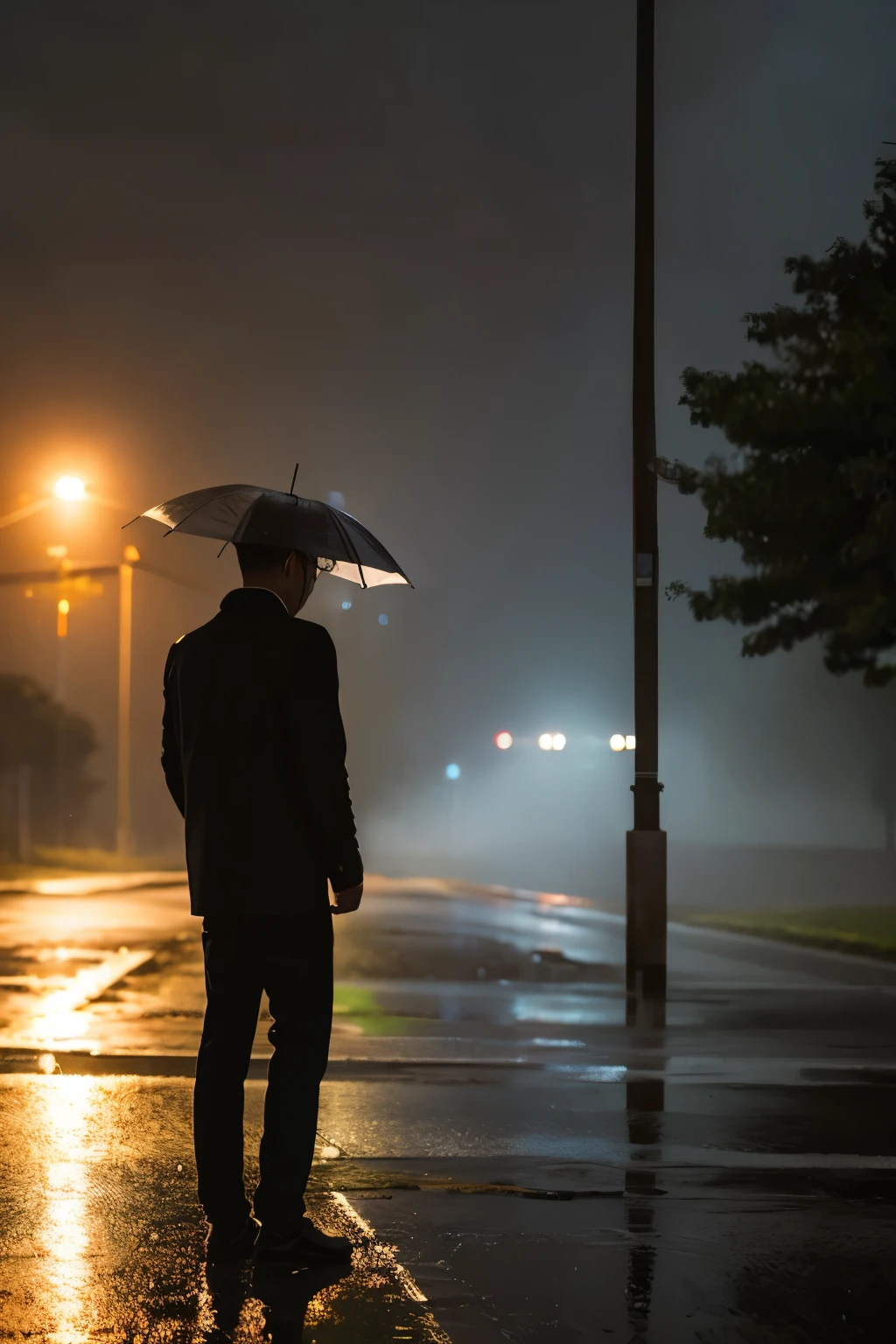 Man standing in the rain