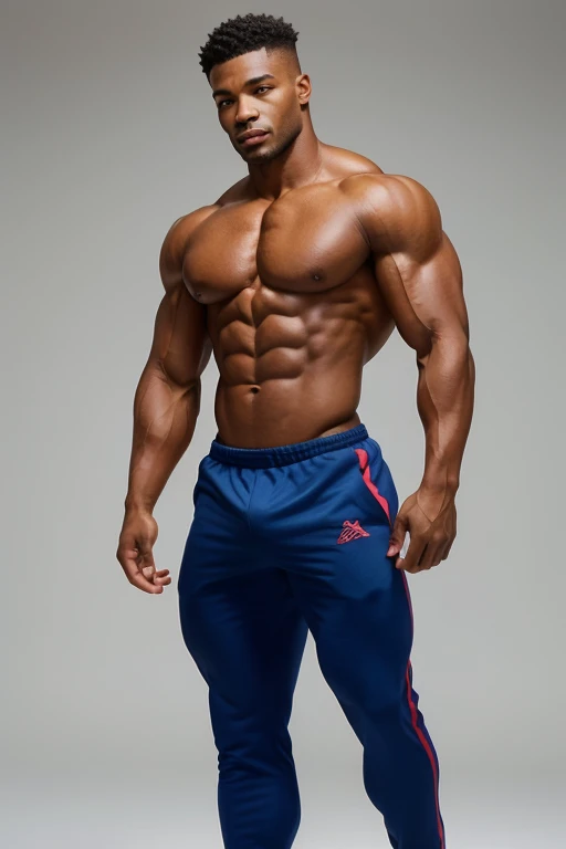 "A high-quality PNG image of a muscular male bodybuilder standing in a relaxed, full-body pose. He is wearing fitted gym attire, with a neutral expression or a slight smile, showcasing his entire physique from head to toe. The background is transparent, so only the model’s full body is visible, making it easy to integrate into various designs."