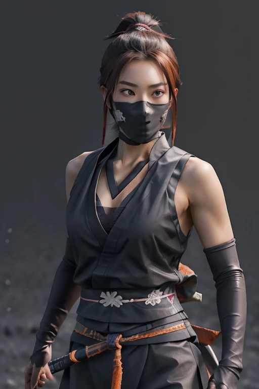 Highest quality,Ultra HD,Best AI Images, Full body photo,Rendering beautiful brush strokes, Very detailed vfx portrait of, Female ninja, A Japanese female ninja, cgsociety と fenghua zhong, Covert behavior, A female ninja, ((Preparing for battle)),Dynamic pose 1.3,Japanese woman portrait, , Trending on deviantart, ((Orange short ninja costume.5,Sexy Ninja)), Japanese spy, 3D Rendering, Beautiful face 1.5, Key Visual, Vibrant, (((Background of a Sengoku period mansion))), Very detailed, grow,