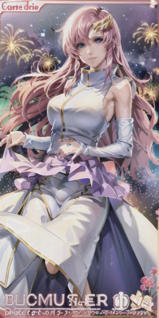 32K，超High resolution，超Highest quality，masterpiece，Hyperrealistic，〜20-year-old female，Full body photo，Full body angle，Whole Body Ezbian，Surreal，Very detailed:1.3，Ultra-realistic:3.0，masterpiece,Detailed eyes,Detailed skin,Detailed face,Shiny skin,Detailed Hair,White skin,Perfect lighting,Glossy Lips,wallpaper,京都animeーション, animeカラーリング  ，Produced by Sunrise，BANDAI NAMCO，Klein Lake,Gundam SEED，In 2011〜2024 Era \(style\),Lacus Clyne，masterpiece, Highest quality, High resolution, anime, Lacus 1, One person, alone, Pink Hair, Straight hair, hair ornaments, White sleeves, blue eyes, White Dress, Purple Skirt, Long skirt,Dress，Swimsuit，Yukata， Very long hair, Bare shoulders, Large Breasts, smile, Gundam SEED, In the water lake,retro artstyle,Starry Skyの下，The fireworks are blooming，Great quality, Unbelievably absurd, Very detailed, 2.5D, delicate and dynamic, church, Brightly colored stained glass, Small faint lights and flying fireflies, night, Starry Sky, milky way, nebula, shooting star, Flowers, bird, Wind and Moon, Very delicate facial expressions, Delicate eye depiction, Upper body close-up, erotic, Only sexy women, Healthy body shape, bride, Large, firm, swaying bust, Colorful Tiaras, Long wedding dress with complex structure, Colorful long wedding dresses, See-through long ruffle wedding dress, Extra long cape from head