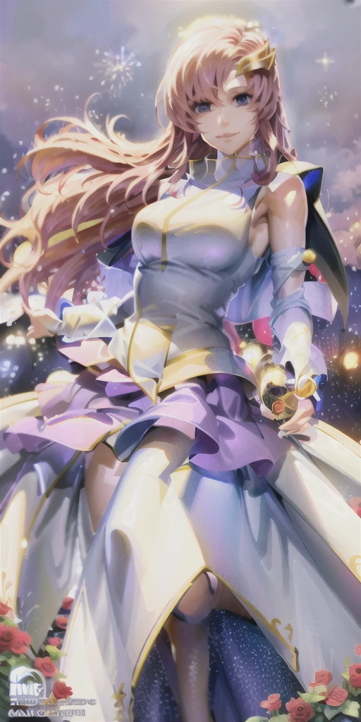 32K，超High resolution，超Highest quality，masterpiece，Hyperrealistic，〜20-year-old female，Full body photo，Full body angle，Whole Body Ezbian，Surreal，Very detailed:1.3，Ultra-realistic:3.0，masterpiece,Detailed eyes,Detailed skin,Detailed face,Shiny skin,Detailed Hair,White skin,Perfect lighting,Glossy Lips,wallpaper,京都animeーション, animeカラーリング  ，Produced by Sunrise，BANDAI NAMCO，Klein Lake,Gundam SEED，In 2011〜2024 Era \(style\),Lacus Clyne，masterpiece, Highest quality, High resolution, anime, Lacus 1, One person, alone, Pink Hair, Straight hair, hair ornaments, White sleeves, blue eyes, White Dress, Purple Skirt, Long skirt,Dress，Swimsuit，Yukata， Very long hair, Bare shoulders, Large Breasts, smile, Gundam SEED, In the water lake,retro artstyle,Starry Skyの下，The fireworks are blooming，Great quality, Unbelievably absurd, Very detailed, 2.5D, delicate and dynamic, church, Brightly colored stained glass, Small faint lights and flying fireflies, night, Starry Sky, milky way, nebula, shooting star, Flowers, bird, Wind and Moon, Very delicate facial expressions, Delicate eye depiction, Upper body close-up, erotic, Only sexy women, Healthy body shape, bride, Large, firm, swaying bust, Colorful Tiaras, Long wedding dress with complex structure, Colorful long wedding dresses, See-through long ruffle wedding dress, Extra long cape from head