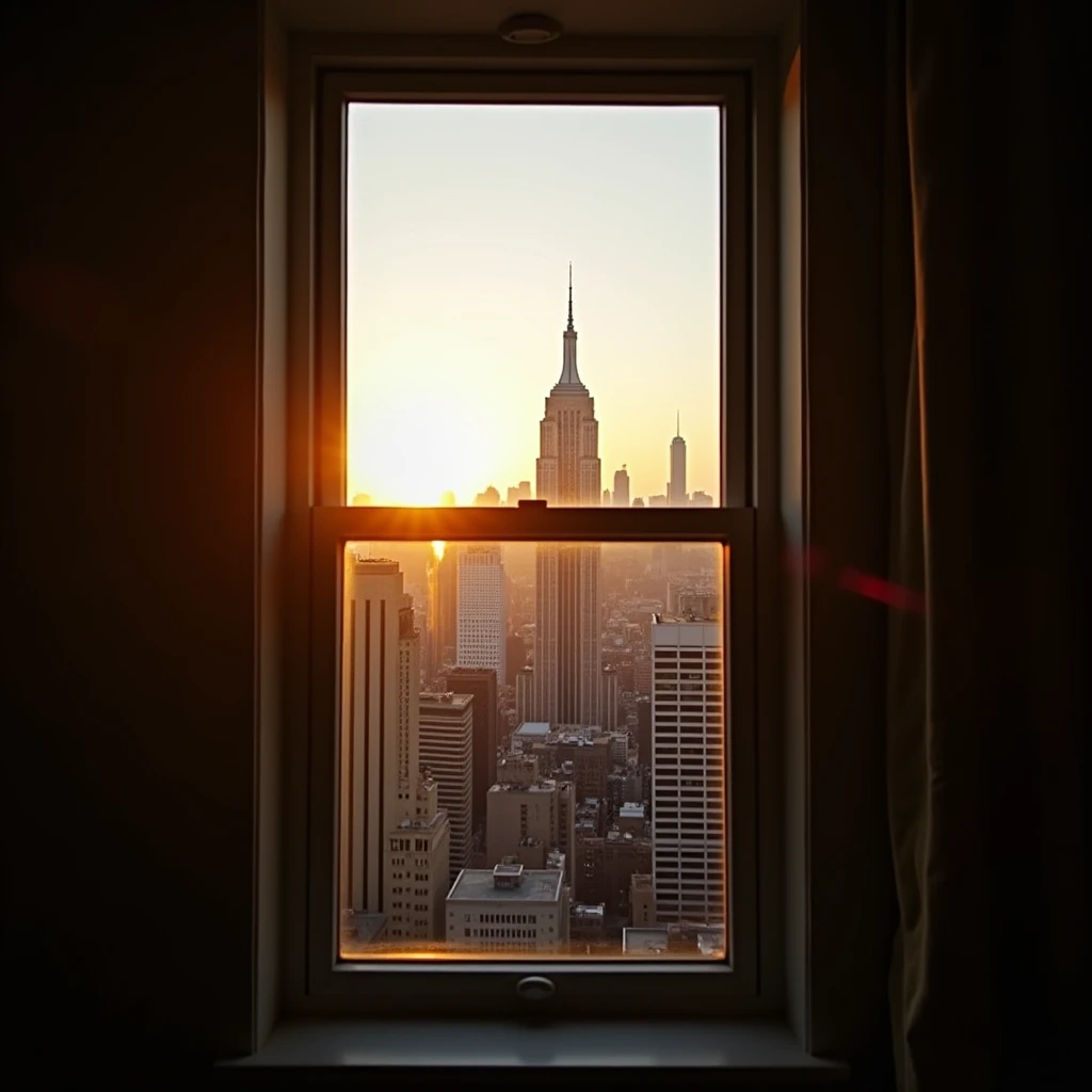 : The late afternoon sun peeking through the window of a New York City loft.