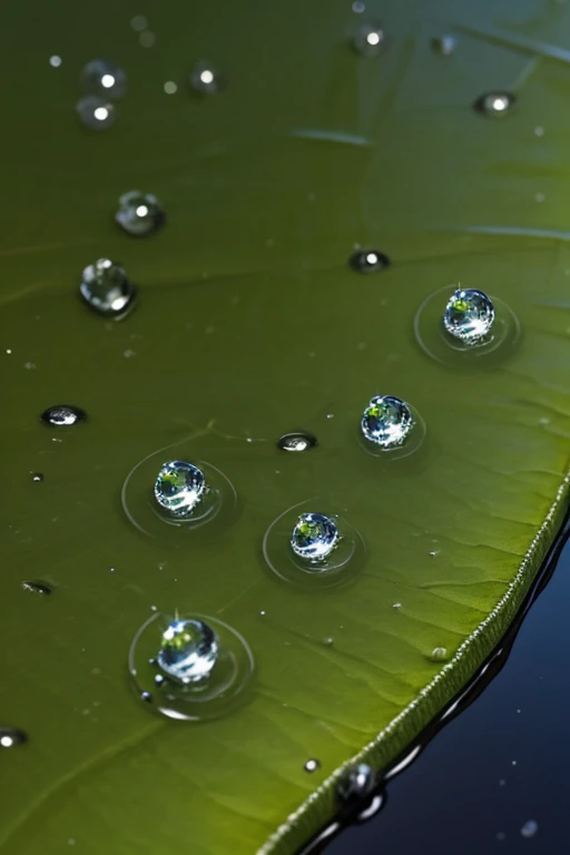 
dancing drops on a pond in the form of small droplets