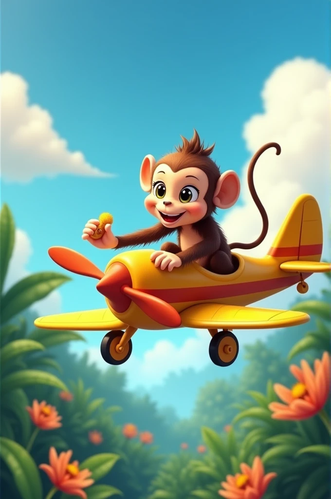 Monkey eating a air plane