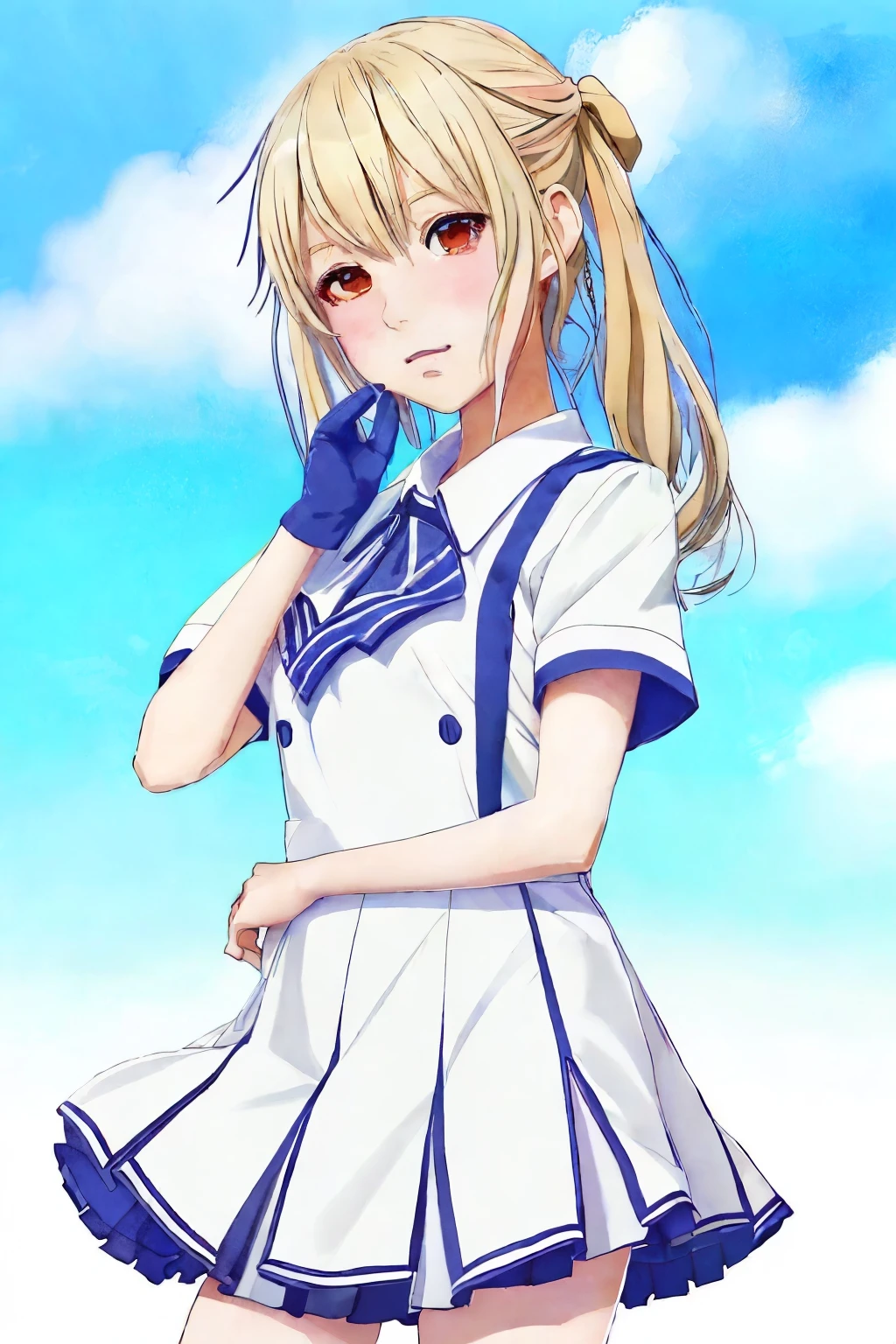 パイナップル畑で走り回る美少女と美少年 年齢 ふたりとも高校の制服 男女2人組 走る は白のブラウスに胸には赤いリボン紺色のスカート は白いブラウスにネクタイで紺色のズボン kawaii hansamu はアイドルグループの1員のように可愛い 目が整って眉毛は細いアーチ型 は細い目付きでファイナルファンタジーに出てきそうな顔立ち 鼻が高い Anime Art animeスタイル 全身姿 追いかけっこ 可愛い ハンサムな ソフトフォーカス 2.5D flat 8K high quality background scorching sunlight soft sunlight summer summer pattern uniforms and summer clothes [Watercolor] Anime Art