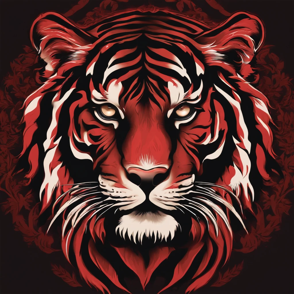 Black Tiger logo, red fire, vector