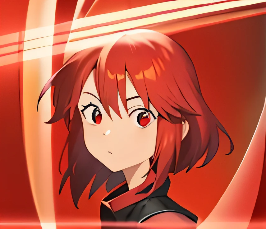 Red haired, sharp eyes, red eyes, female, anime artsyle, looking at the user, cold, highresolution, HD, 4K.