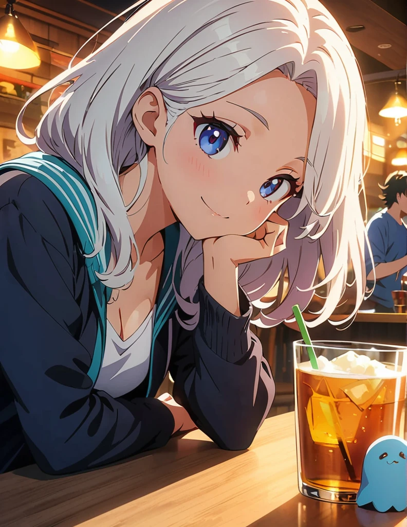 (anime artwork, anime style, studio anime, very detailed, up to date, vibrant, Anime Coloring, high contrast, masterpiece:1.2, best quality, best aesthetics),multiple girl,multiple boy,friend,drinking party,Japanese pub , Medium chest,random hair, perfect proportions, high detail skin, Cute, detailed faces, sit,happy smile, table chair,holding beer mug