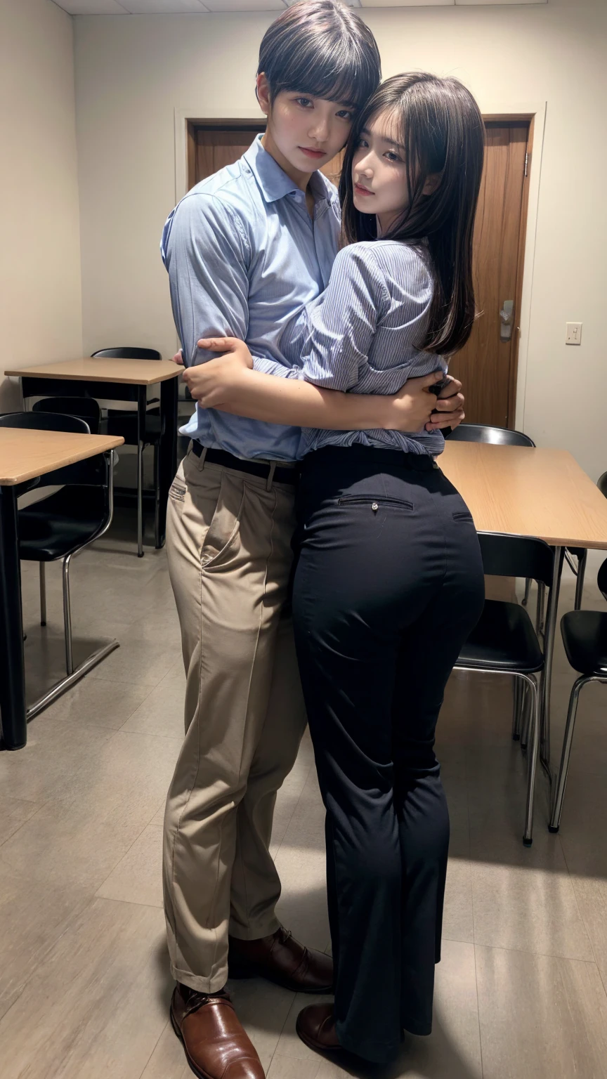 masterpiece, Highest quality, Browsing Caution, Very detailed, Very detailed, 4K, (8K), Highest quality, Beautiful 3, Genuineistic, Genuine, whole body, Drawn from diagonally in front, (((Vaginal sex from behind))), whole body focus, Dimly lit warehouse, (17 year old Japanese girl), (((1 slim girl and 1 fat guy))), She has exposed nipples., (nsfw), ((Ejaculation into the vagina)), ((very delicate beautiful face)), Realistic beautiful eyes, (((A fat man grabs a girl by the waist from behind))), (A man lifts a girl's skirt and inserts his penis into her vagina)