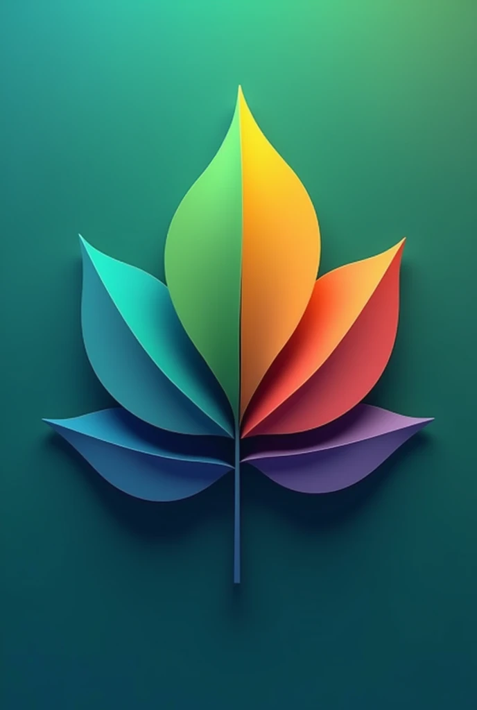 a beautiful detailed eco club logo, a leaf shape composed of colorful geometric shapes, dynamic and modern design, minimalist style, vibrant colors, gradient background, 3d rendering, isometric perspective, highly detailed, photorealistic, 8k, best quality, masterpiece