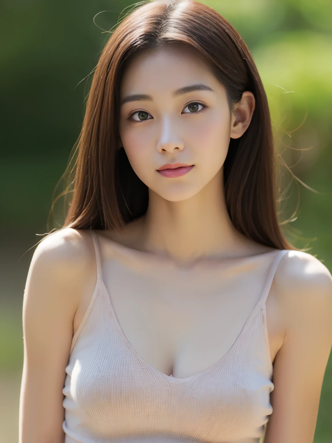 One Beautiful Woman、Highly detailed CG Unity 8K wallpapers、Highest quality、Very detailed、masterpiece、Realistic、Photorealistic、A cute figure carefully drawn down to the last detail、18-year-old、blush、Lips parted、Looking at the audience、Semi Body Shot、nude、(Flat Chest:1.2), ((Skinny body:1.2))、Waist