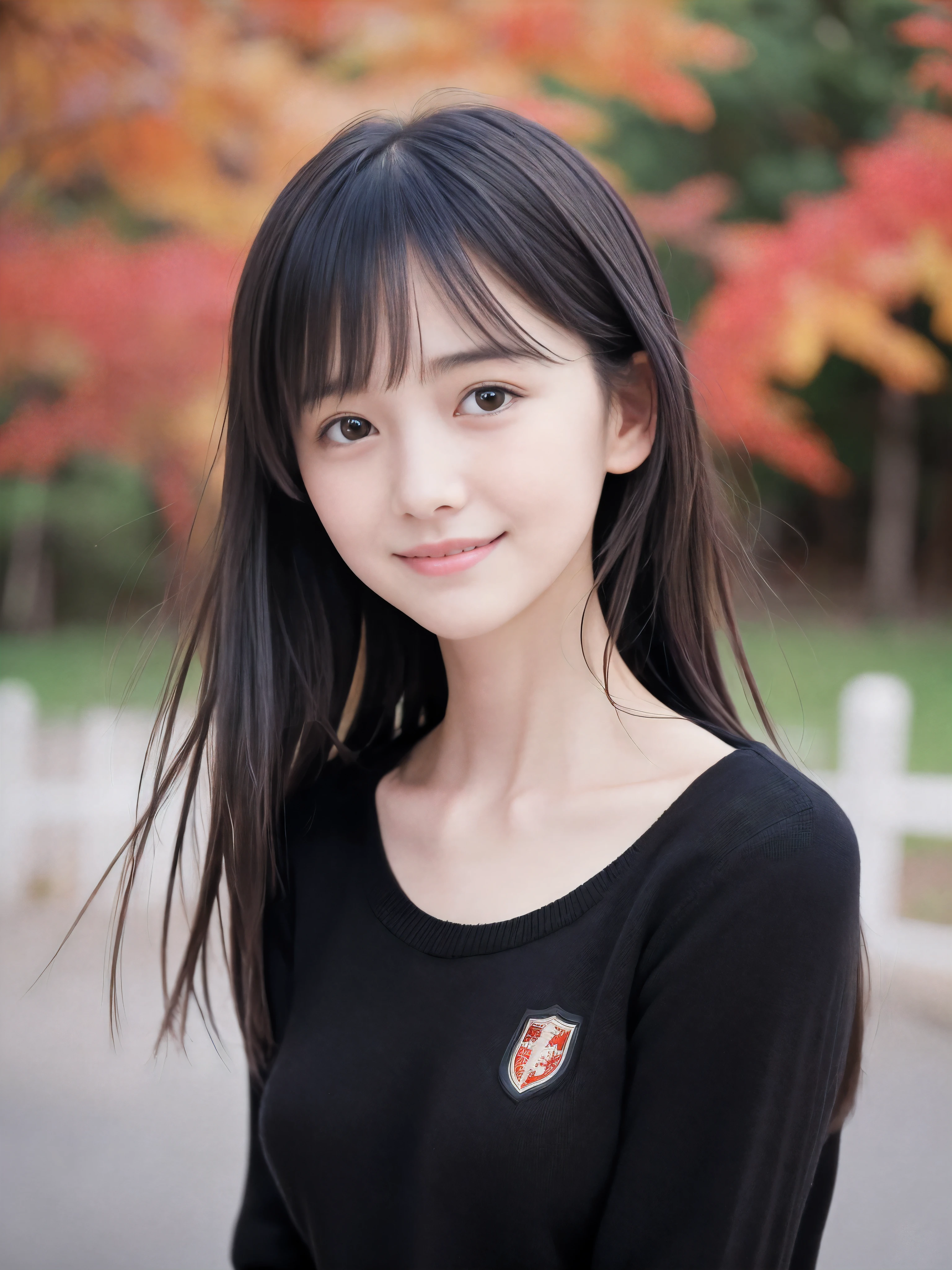 (Face shot of one slender small breasts two side up black medium hair bangs girl with crying little smile face in autmn shirt and sweater
:1.5)、(One girl is turn around  and her hair is blowing in long sleeves black school uniform:1.5)、(Beautiful red leaves and autmn mountain:1.5)、(Soft filter:1.5)、(8k ultra detailed master piece:1.5)、(perfect anatomy:1.5)、(Photorealistic stick:1.5)、(Raw photo:1.3)、(highest quality:1.5)、(High resolution:1.3)、(Delicate and beautiful perfect face:1.3)、(Delicate and beautiful eye air skin:1.3)、(Real Human Skin:1.3)、((thin legs))