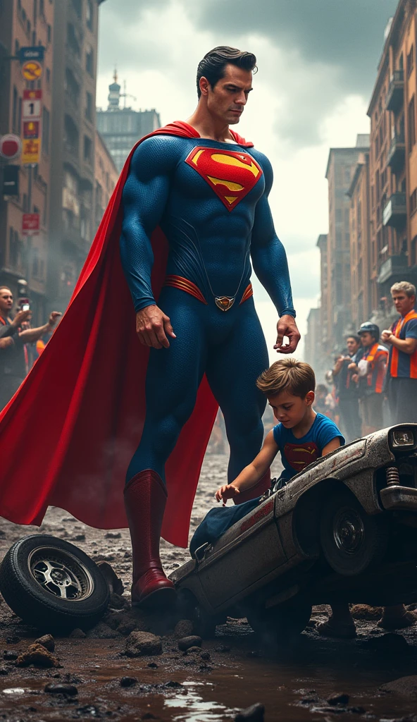 A boy a superman with angry mood