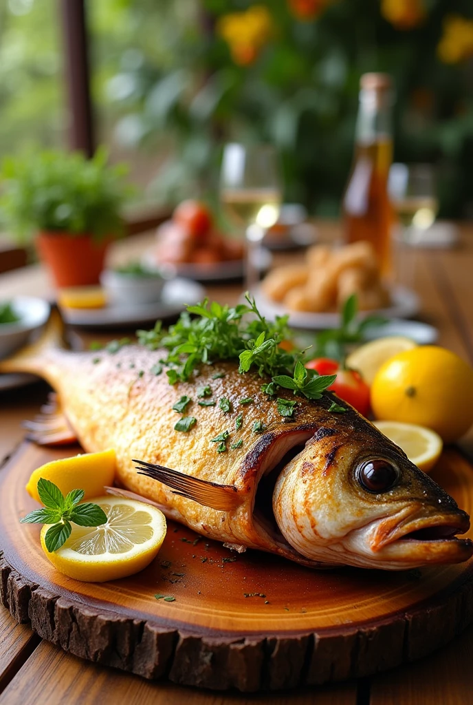 A whole grilled golden fish Instagram post