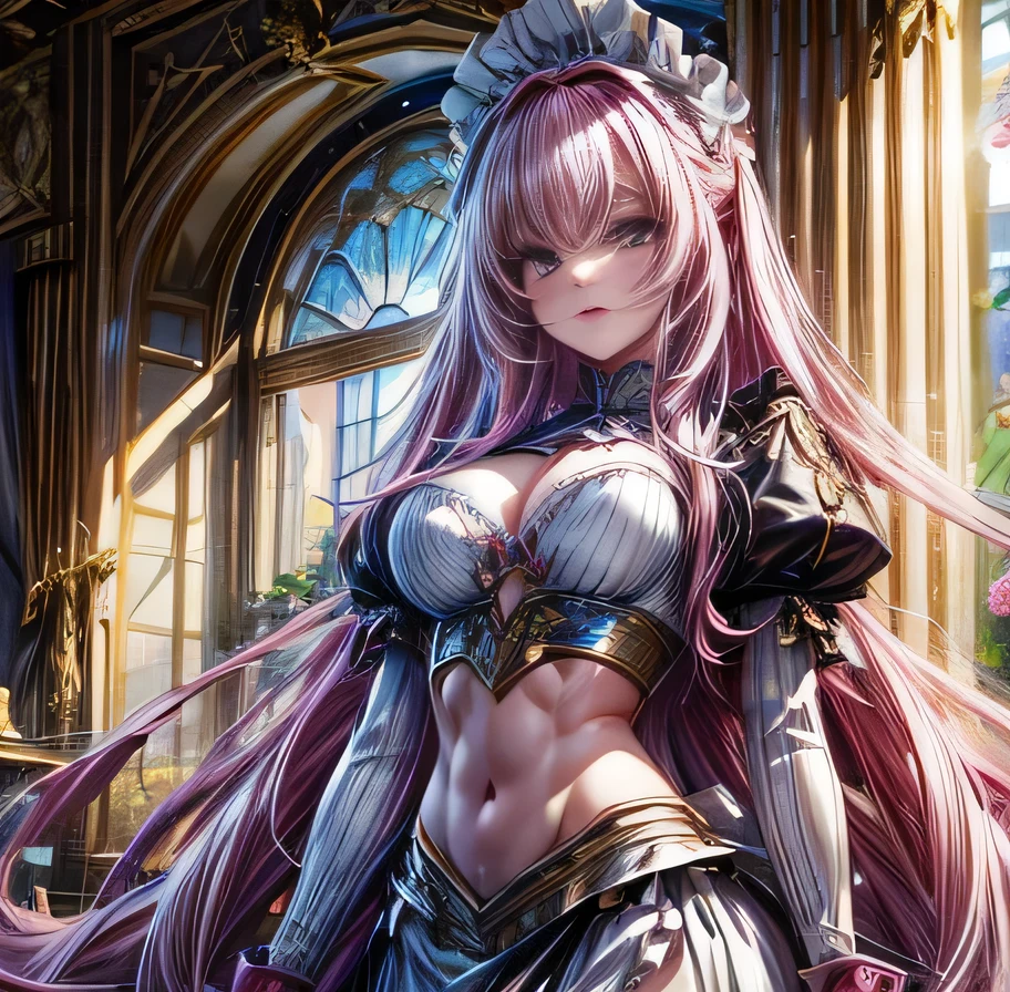 NOD Game Characters Dorothy Long pink hair Sexy pose High-class maid outfit with exposed midriff Muscular Palace of Versailles Beauty