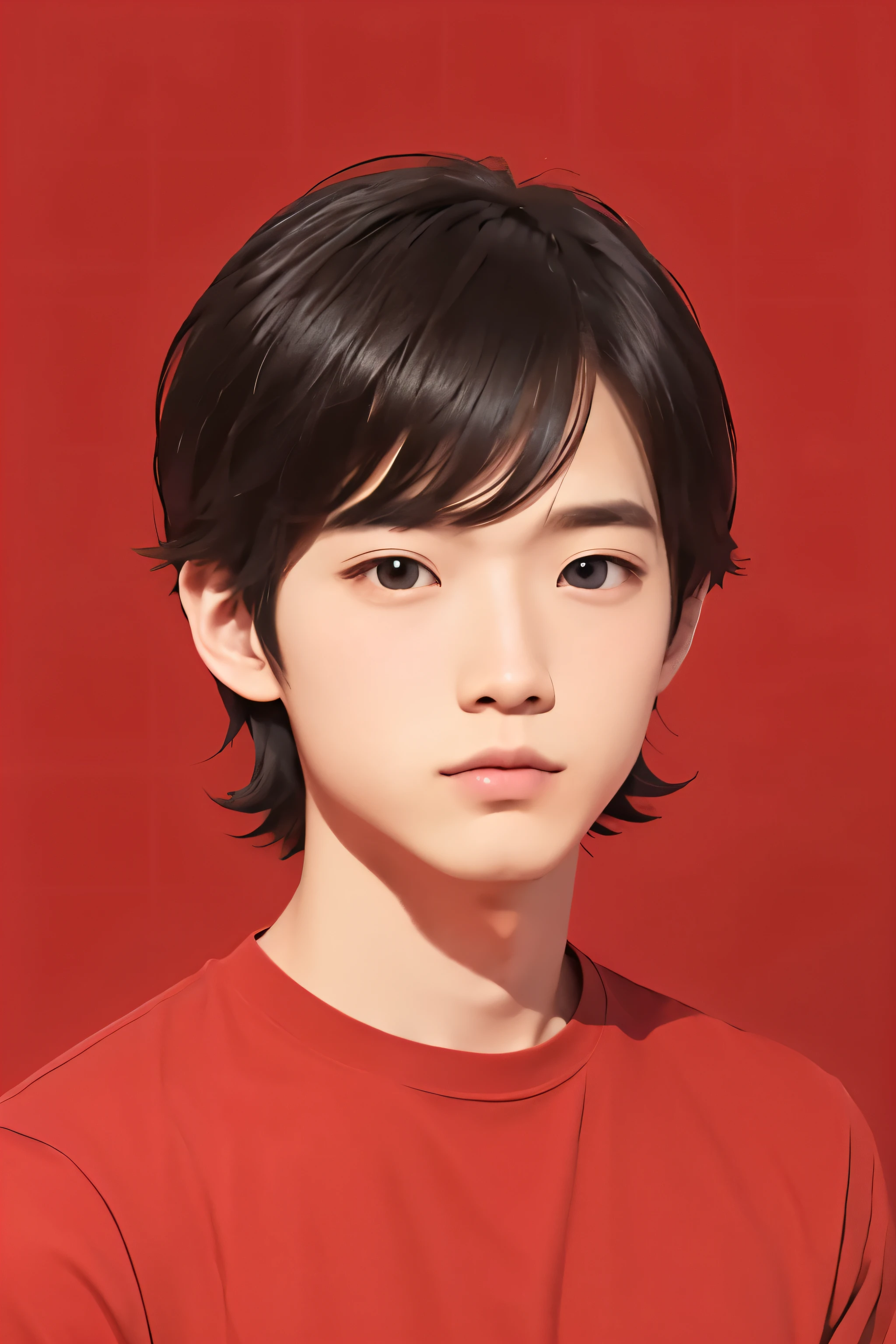 Cute male illustration for Instagram icon。Red background。