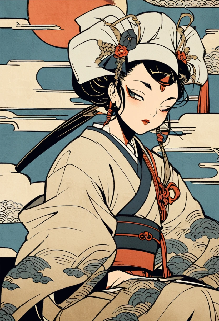 Draw in the style of Ukiyo-e,1 Pharaoh