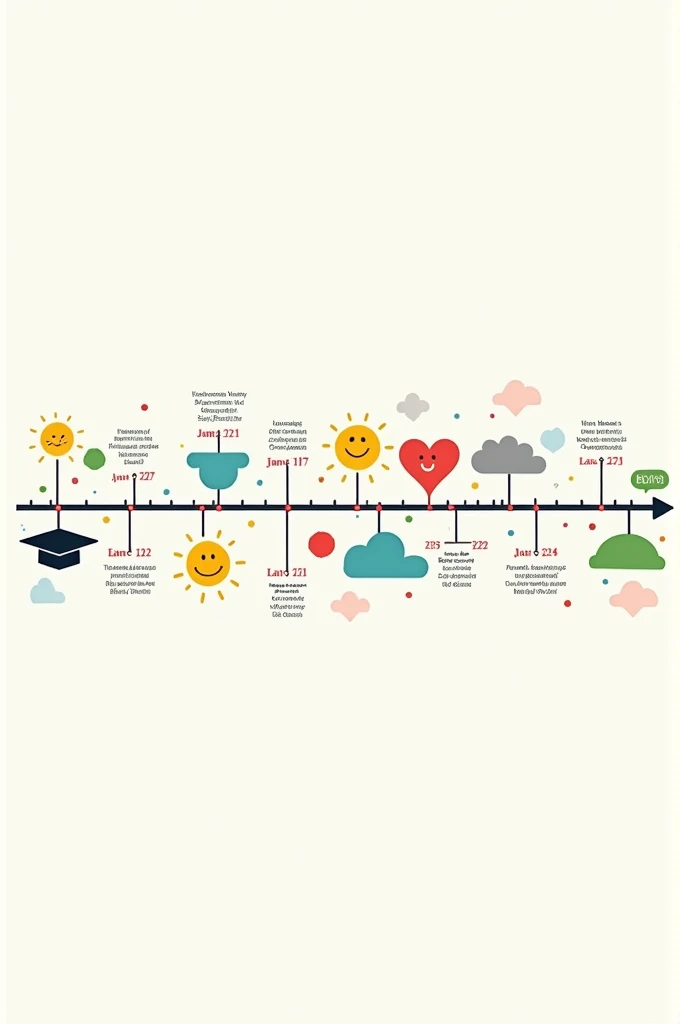 pls be creative For a lifeline design, you can create a visual representation with a simple and clear layout. Here’s a suggested design:

1. **Create a Horizontal Line**: This will be the main timeline where you’ll place your events.

2. **Mark Key Dates**: Use evenly spaced markers along the line for each year or significant date. You can use different colors or icons to represent happy and sad events.

3. **Add Event Descriptions**: Below or above each marker, write a brief description of the event along with the date.

4. **Color Code**: Use colors to differentiate between happy (e.g., green or blue) and sad (e.g., red or gray) events. You could also use symbols like a sun for happy events and a cloud for sad ones.

5. **Add Decorative Elements**: Consider adding small illustrations or icons next to each event to make it more visually engaging (e.g., a graduation cap for graduation, a heart for heartbreak).

Here’s a simple text-based example:

```
|-----|------|------|------|-----|------|------|------|------|------|------|------|
2005   2012   2013   2016   2020   2021   2022   2022   2023   2023   2024
Born   Mom     Boracay Aunt   Divine  Grandpa Grad  Grandma Exempted Grandpa Heartbreak Healed
         passes  Visit     moves   Mercy   hospital  School  cancer   research  passes 
```

In a graphic design tool, you can create this with lines, shapes, and text boxes for a more polished look.