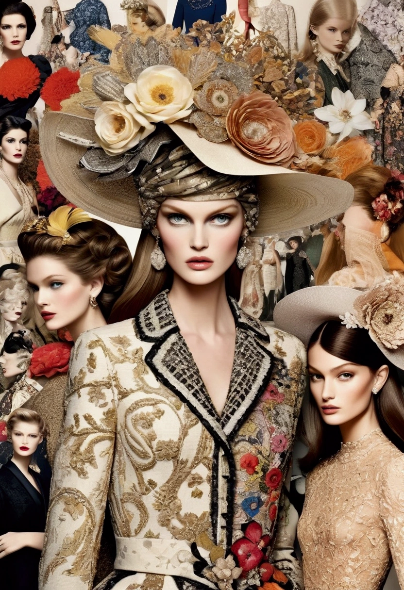 Evolutionary Collage of Vogue and Harper’s Bazaar: It is a mix of visual elements from different eras referring to the magazines differentiating the different decades. Using clippings, textures and styles to show the evolution.
