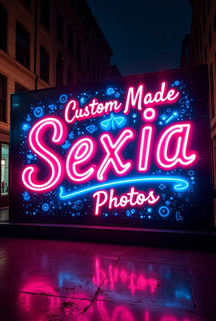 illuminated banner written :Custom made sexIA Photos