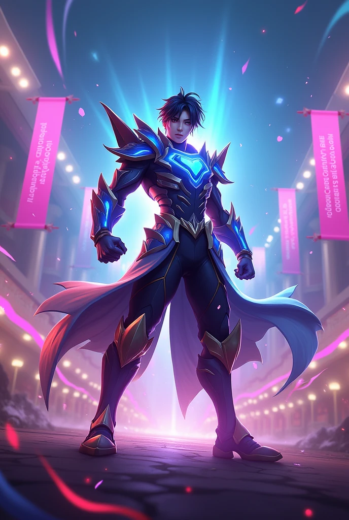 Thanking for watching and like and comment and share text in image with gaming character mlbb chou
