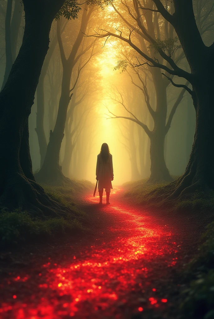 Two paths, one of the devil and another of God, and a person in between