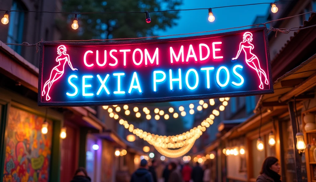illuminated banner written :Custom made sexIA Photos