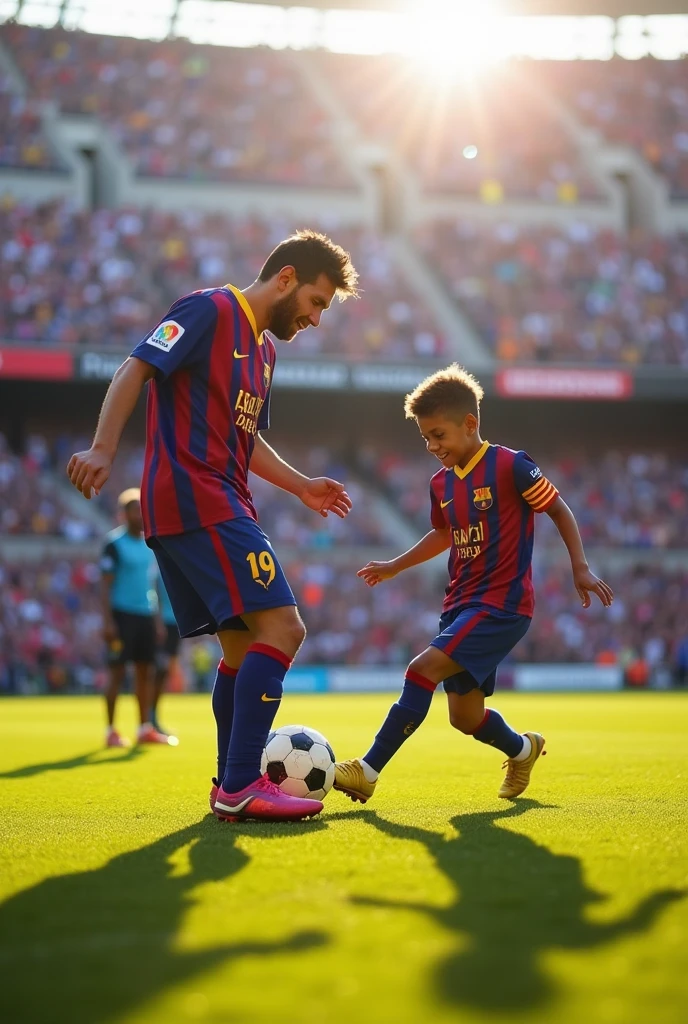 Lamin plays with Messi