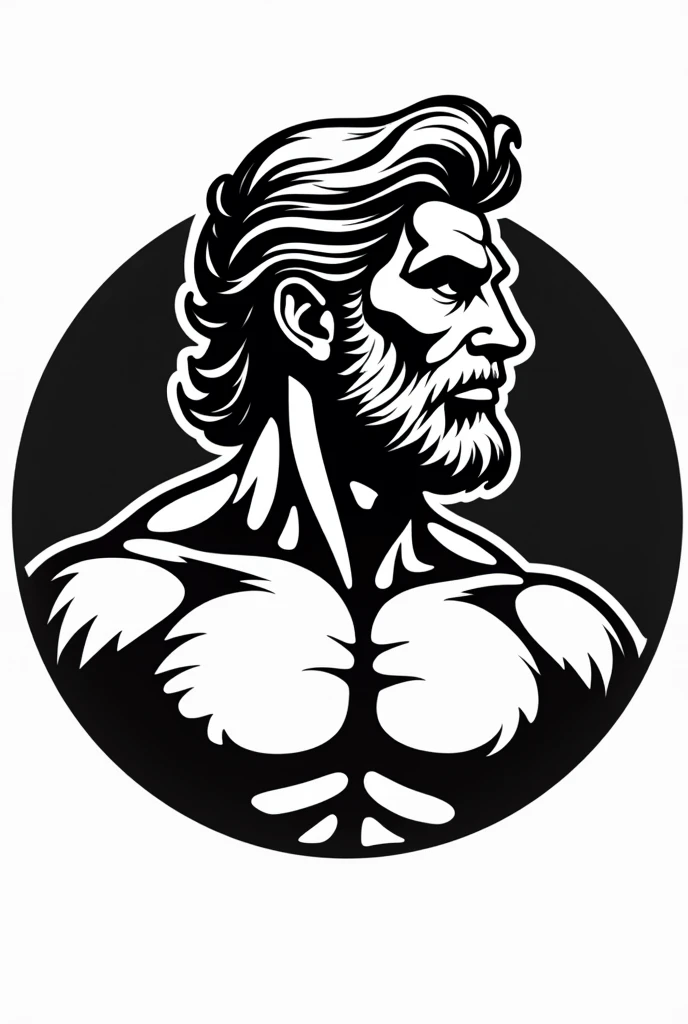 Logo for OLIMPUS gym, with a black and white figure God