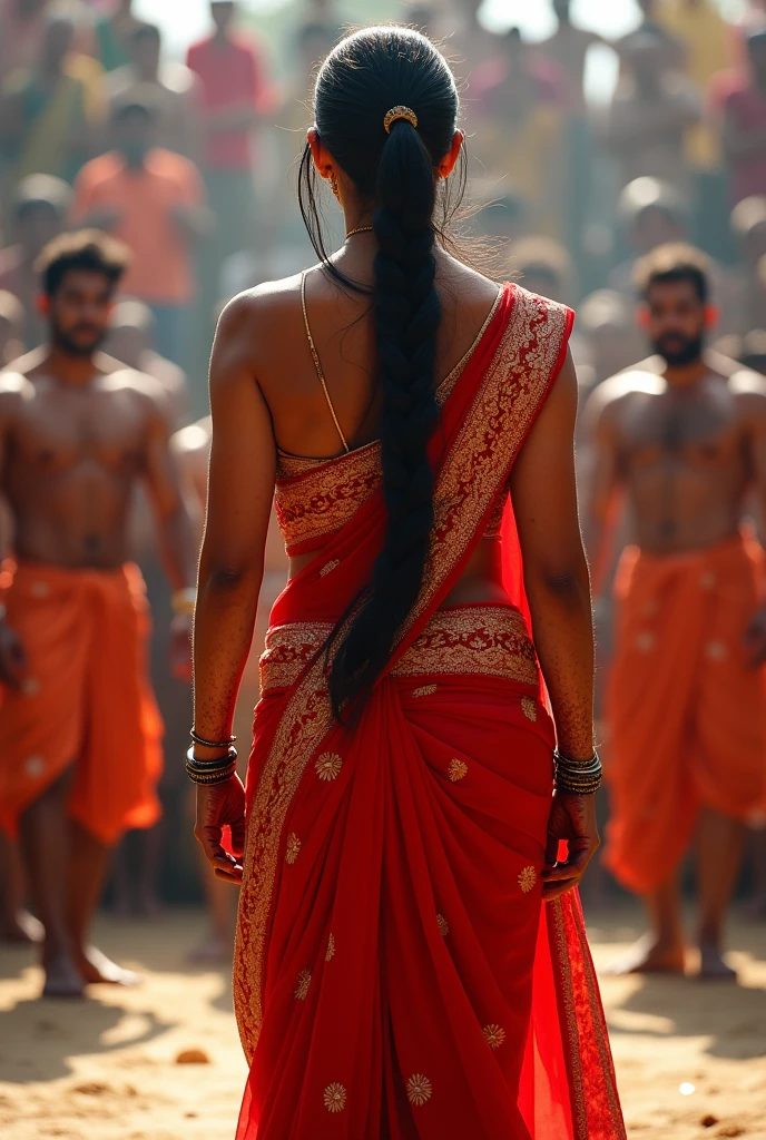 Indian woman lifting two men at same time