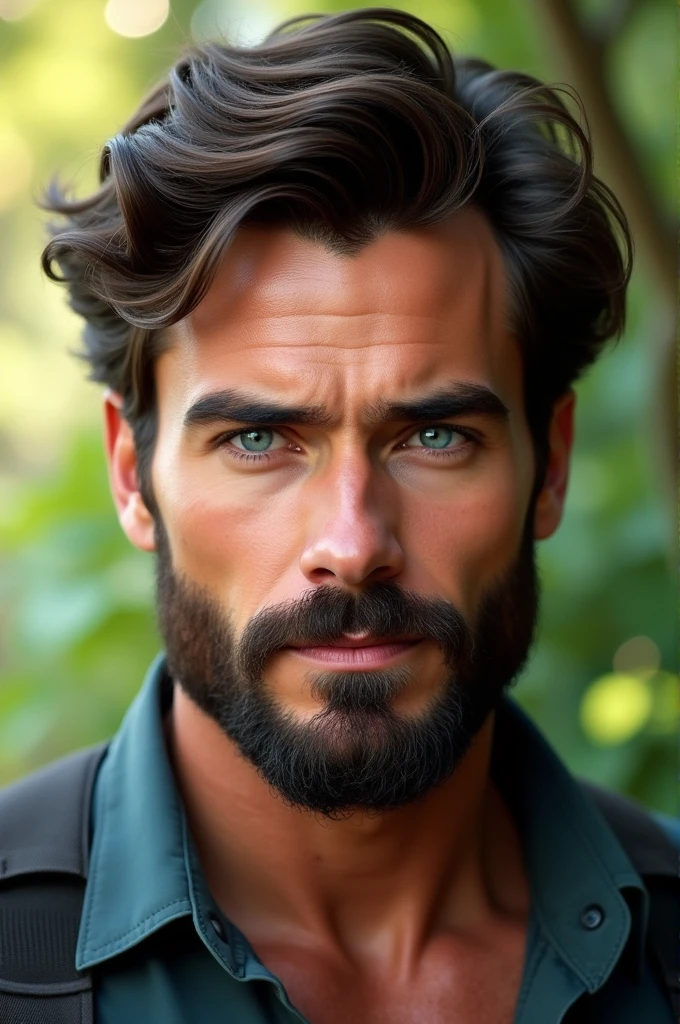 Realistic photo of a handsome bearded man